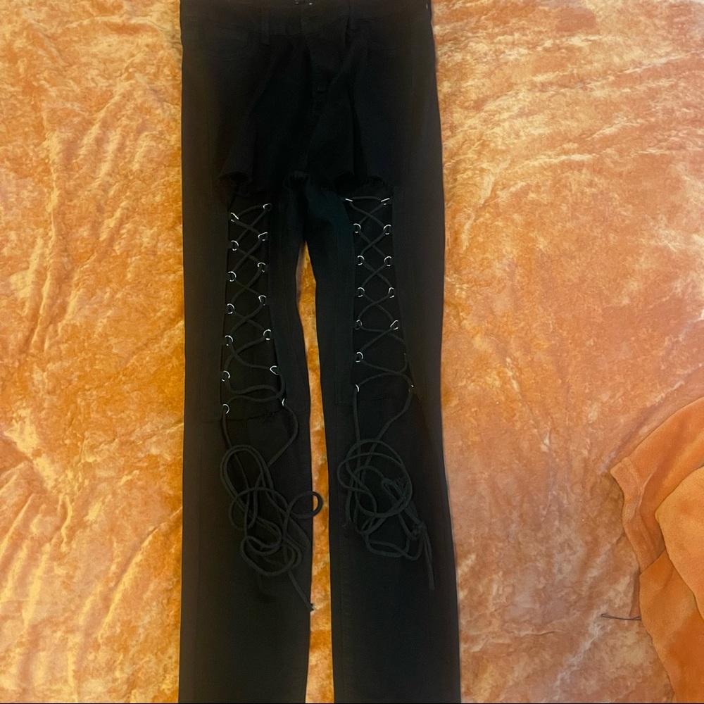 Fashion Nova Black tie up jeans